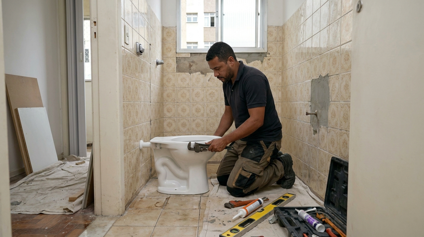 Instalação de vaso sanitário profissional em Suzano‑SP