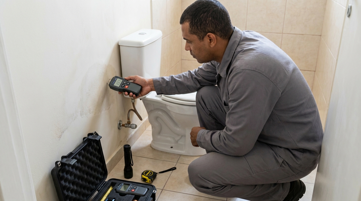 Técnico de caça vazamento em residência em Suzano‑SP
